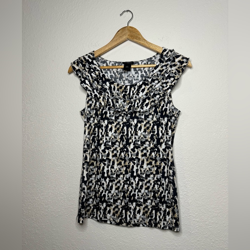 Ann Taylor Cheetah Ruffle Shirt Size Small